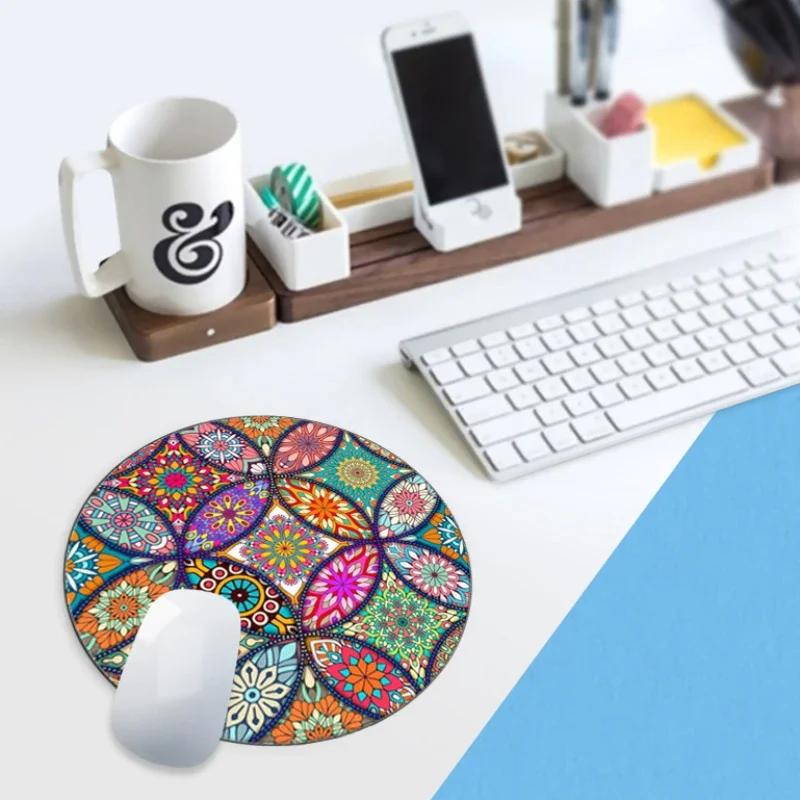 Colorful Mandala Mouse Pad Rotundity Gaming Rubber Anti-skid Mat Pattern Mousepad Wrist Rests Table Mat Office Desk Accessories