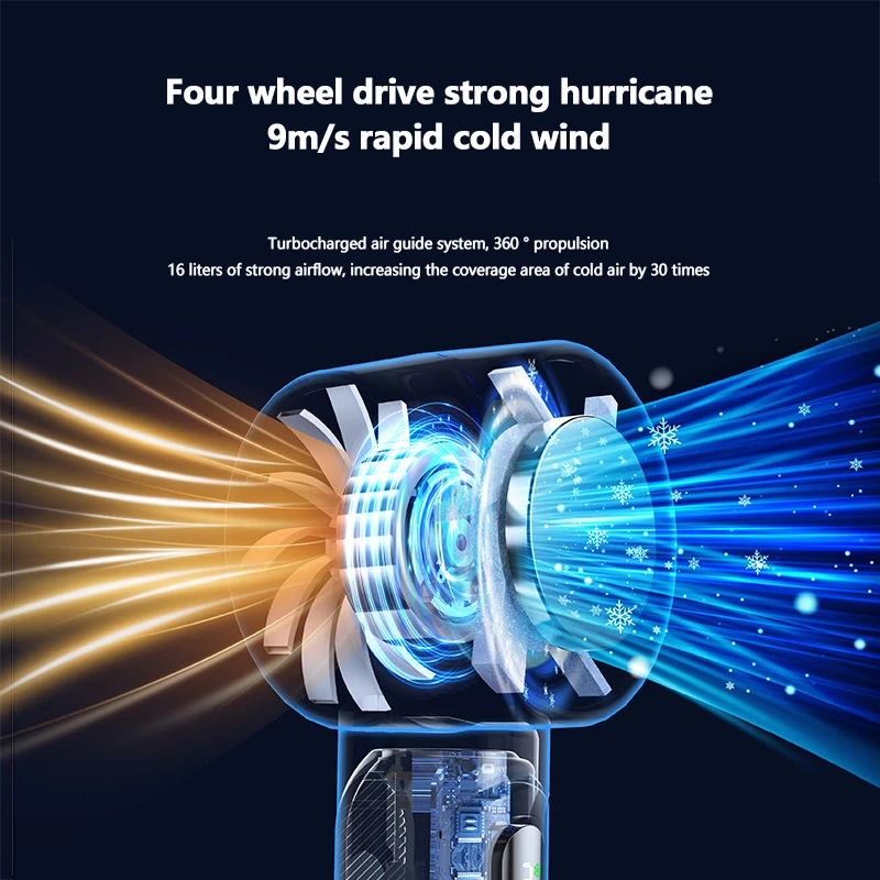 للطي مروحة التبريد الباردة الرياح أشباه الموصلات التبريد مروحة يدوية 4000mAh USB قابلة للشحن مروحة التبريد مبرد الهواء في الهواء الطلق