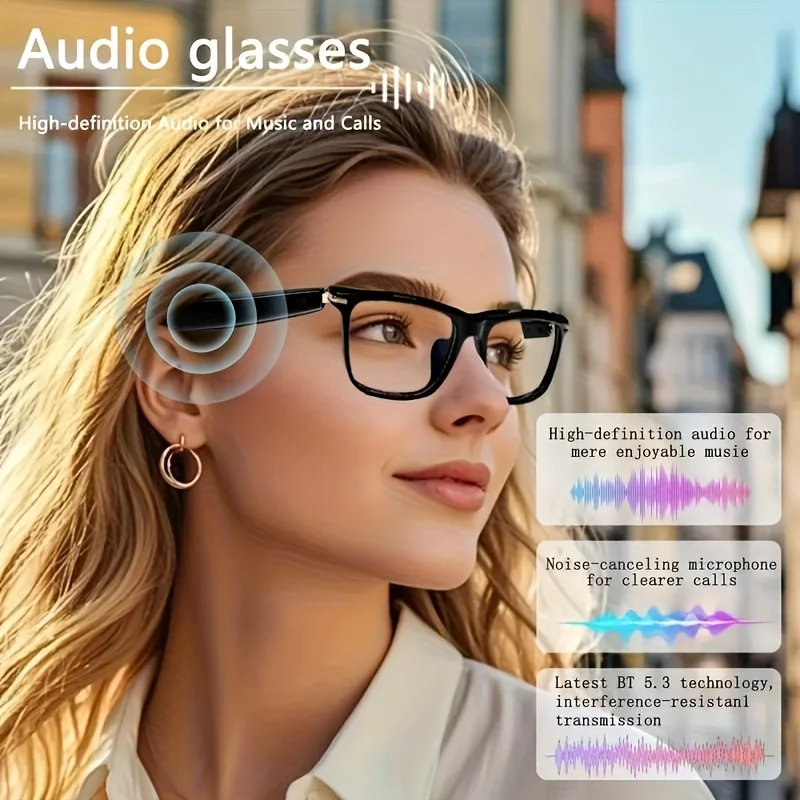 AISmart Glasses，Support160Real-translation of multiple languages，EquippedGPTChat System，Unisex multifunctional audio glasse