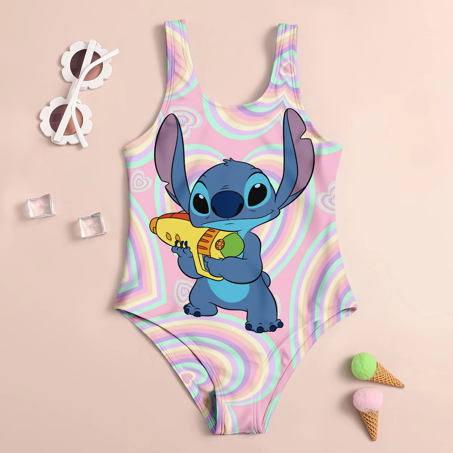 Vacation Baby Swimwear Girl Beach Cute Children\'s Swimsuit Summer 2024 Stitch Party Girls Bathing Suit Bikini Girls\' Kids Tops