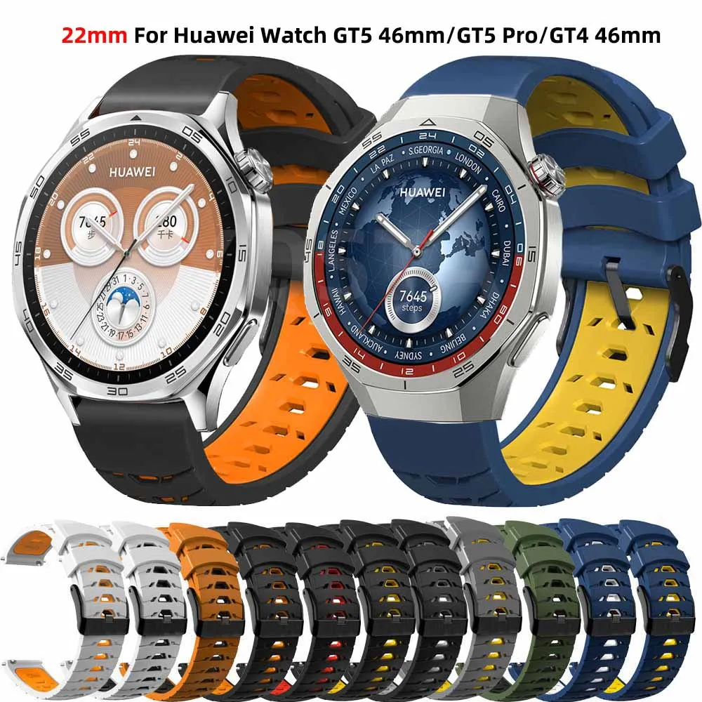 22mmSilicone Strap For HUAWEI WATCH GT 5 4 46mm GT5/GT3/GT2/Ultimate/Buds Watchband HUAWEI WATCH 4 3 Pro Band Wristband Bracelet