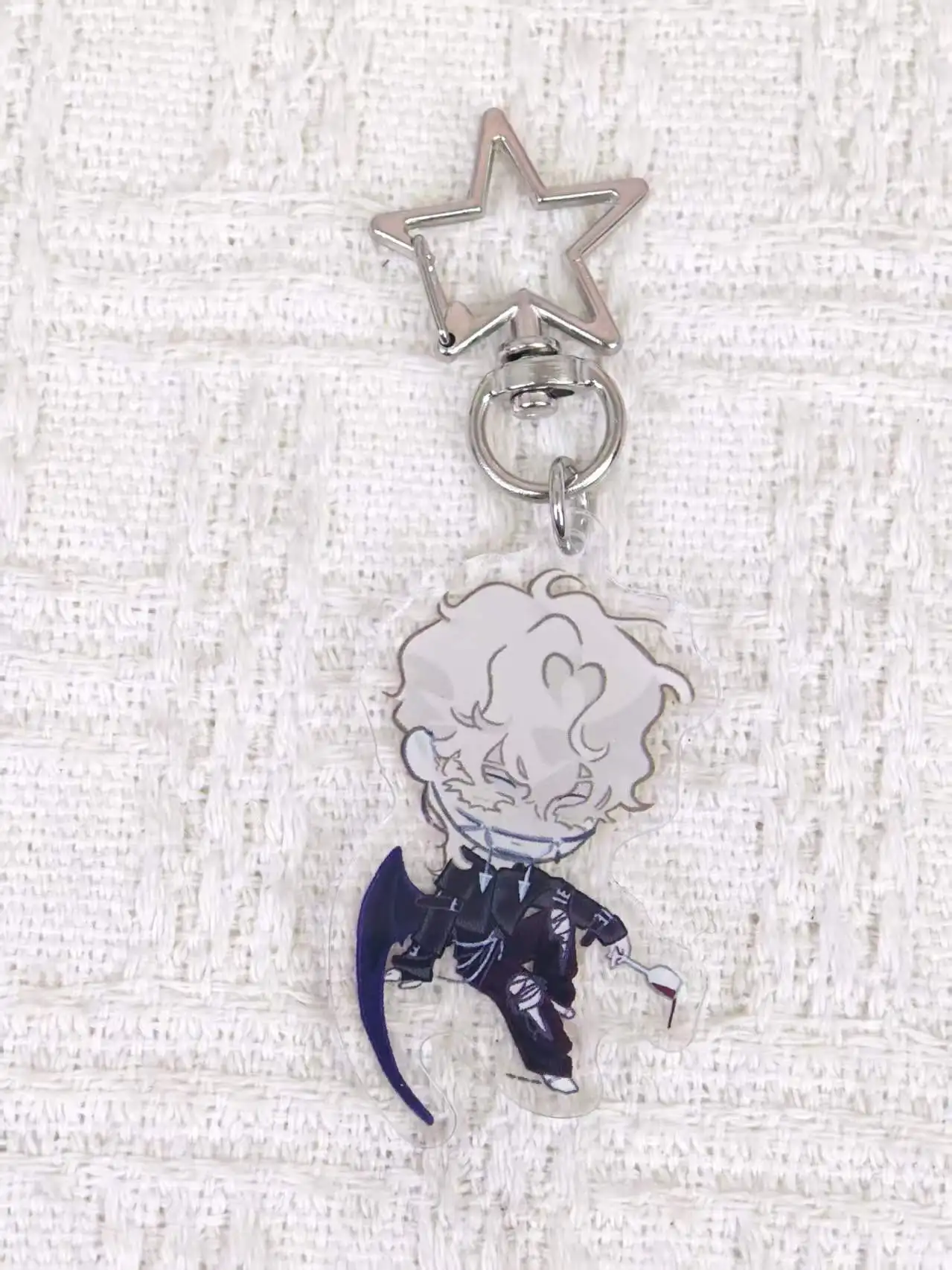 Alien Stage Chibi Acrylic Keychains, Angel Demon Theme Anime Characters Star Clasp Key Chain, Aesthetic Bag Pendant Gift for Fa view 5