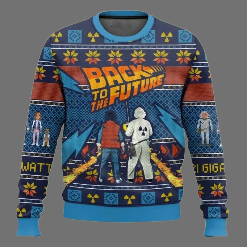 2025/26 جديد الخريف والشتاء العودة إلى المستقبل القبيح عيد الميلاد البلوزات الكرتون أنيمي الرجال والنساء البلوفرات الرياضية #2