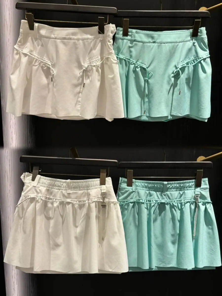 Women's Golf Mesh Sport Skirt Drawstring Decor Lightweight Casual Versatile Golf Skort