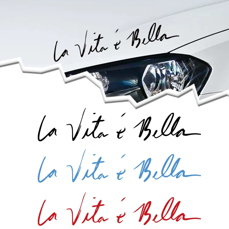 

La Vita e Bella Reflective Car Stickers Decals - 22cm Vinyl Letters for Car Body & Head Styling - Fashion Creative Waterproof De