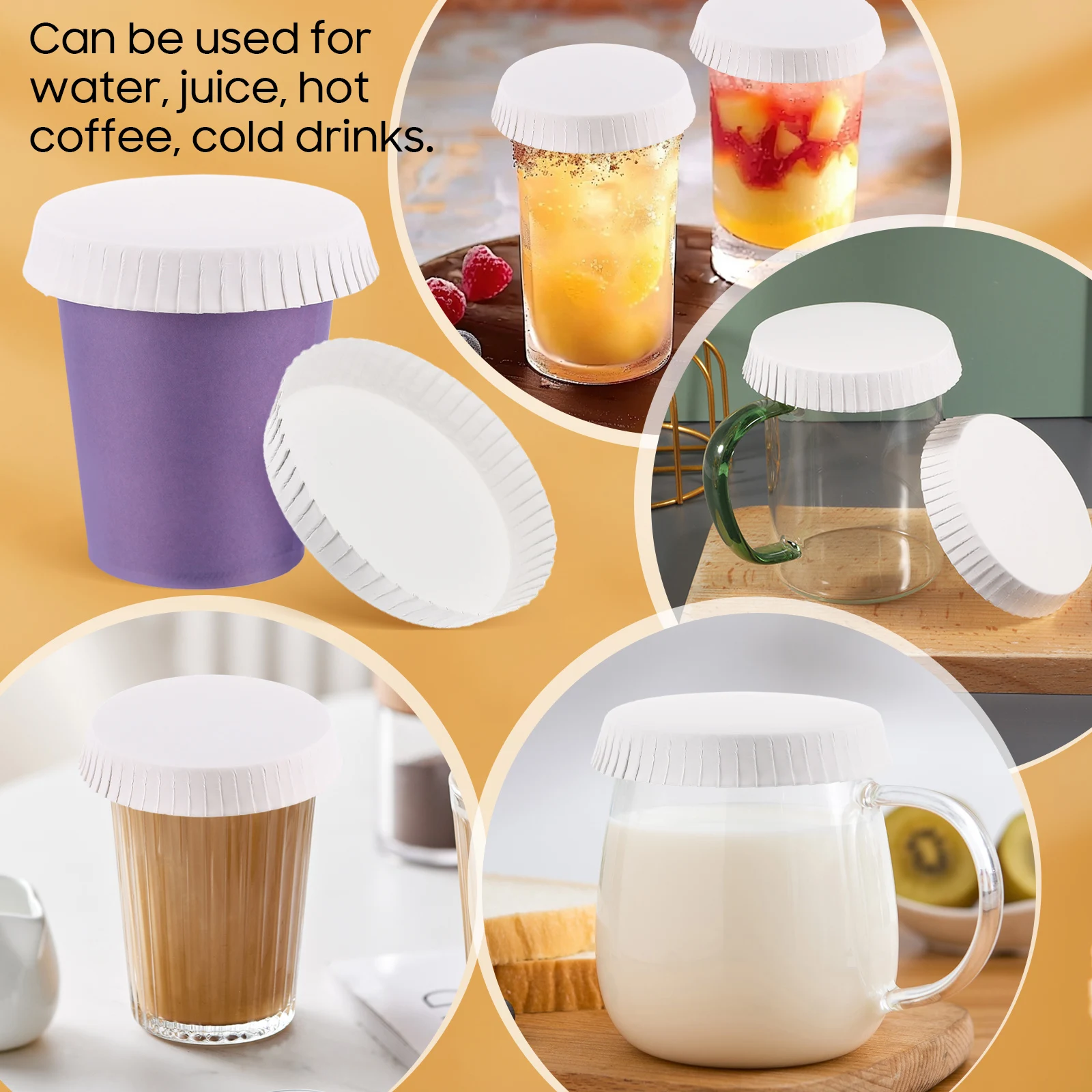

100 Pcs Disposable Paper Cup Lid Drinks Lids Cups Insect Glass Cover Cup Cup Covers Beverage For Drinks Glass Covers For Drinks