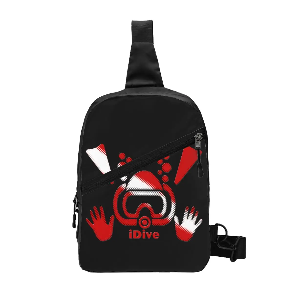 

Custom IDive Dive Flag Scuba Diving Sling Crossbody Chest Bag Men Cool Diver Shoulder Backpack for Travel Cycling