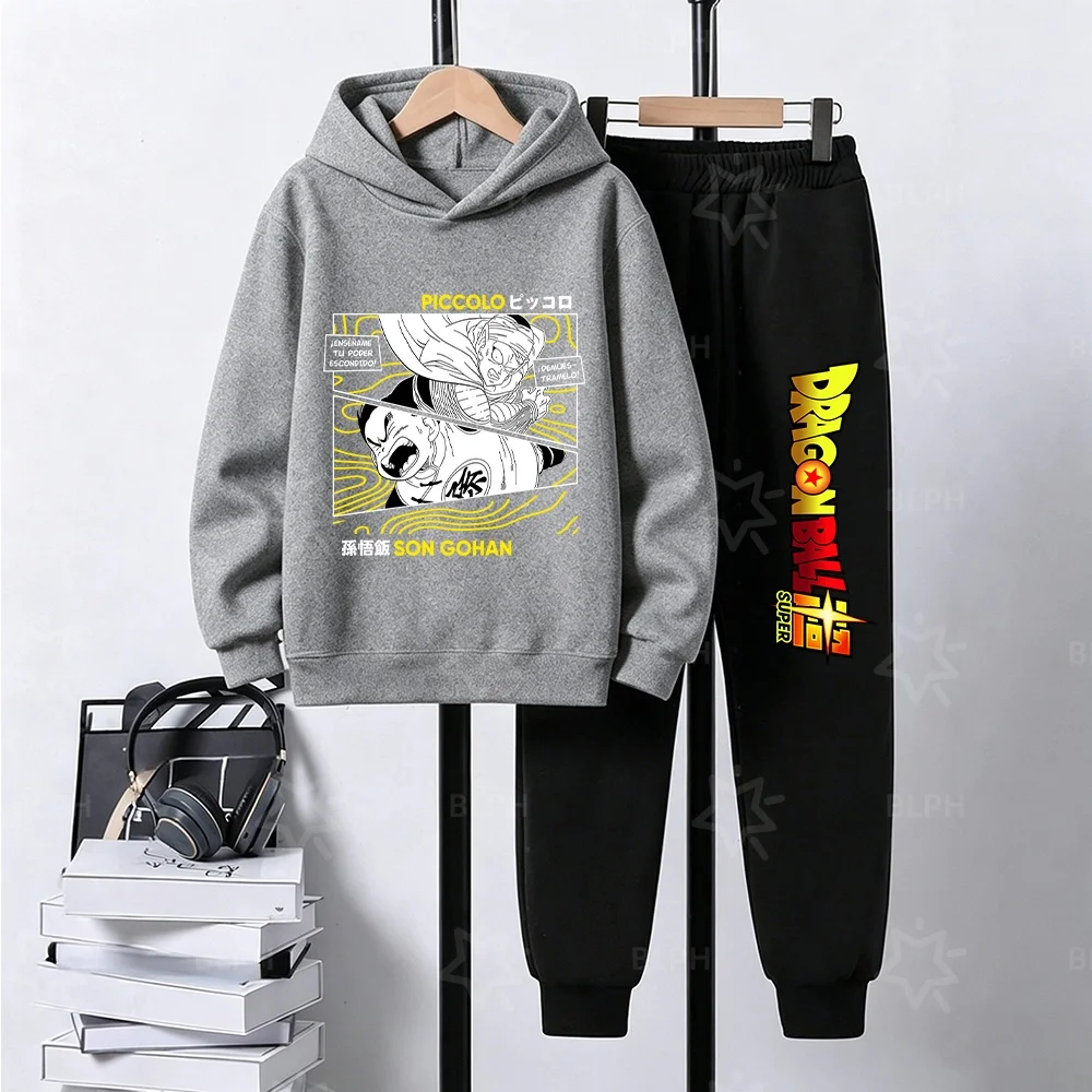 Sudadera con Capucha Casual con Estampado de Dragon Ball Piccolo y Son Gohan, Conjunto Deportivo de Dos Piezas, Holgado, Cómodo para Uso Diario, para Hombres, Mujeres y Adolescentes