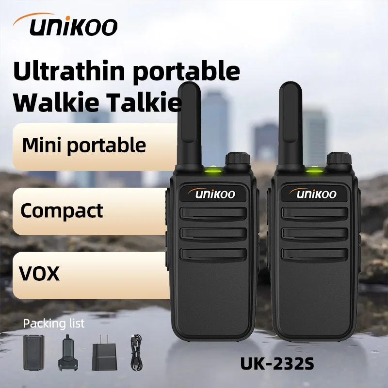 

UNIKOO UK232S 2 шт. ультратонкая мини-рация VOX PMR446 профессиональная портативная двусторонняя радиостанция для кемпинга, кафе