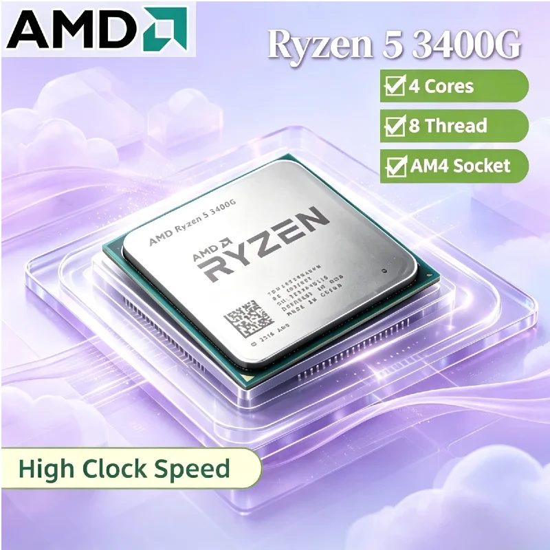 Processeur de bureau AMD Ryzen 5 3400G 100% neuf, 3,7 GHz, 4C8T, 65 W TDP, YD3400C5M4MFH, socket AM4, vente flash, CPU