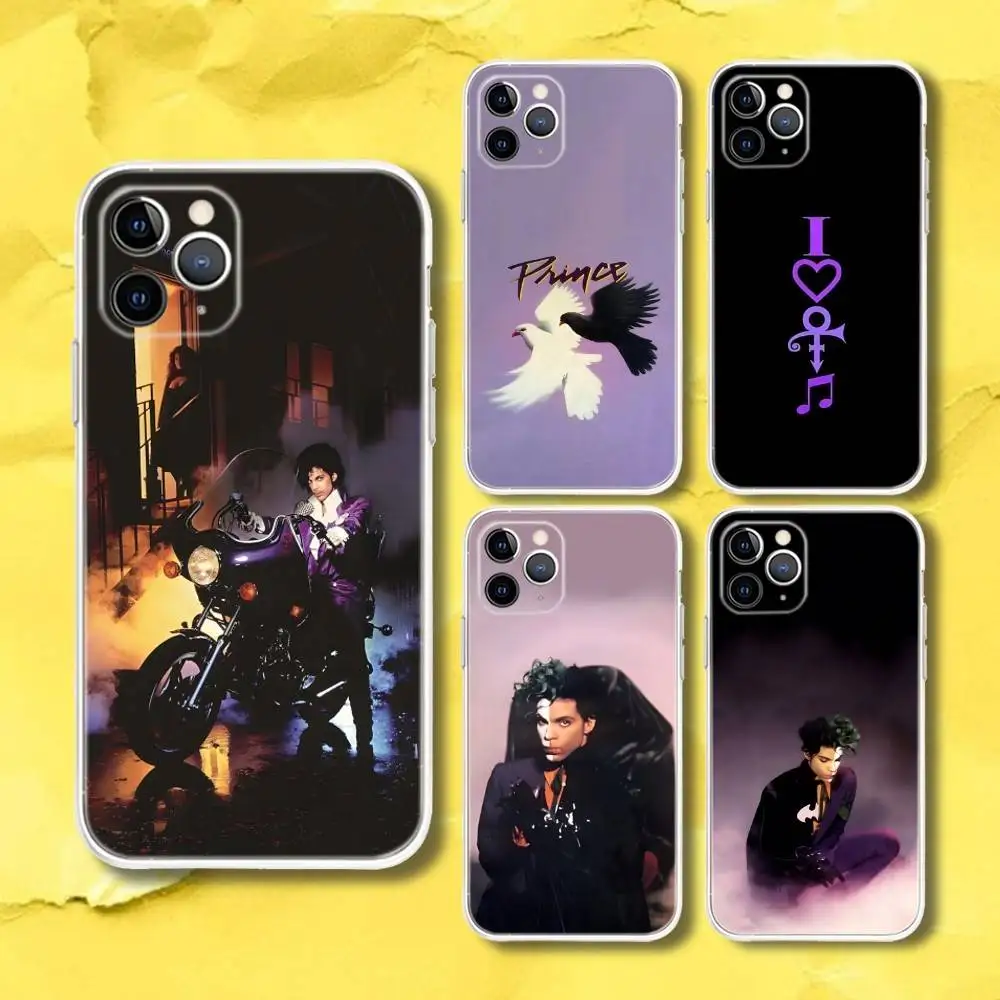 

P-Purple Rain P-Prince Transparent Phone Case For iPhone 17,13,15,12,11,14,16 Pro Max Mini 7,8 Plus SE4,17E Air Fundas
