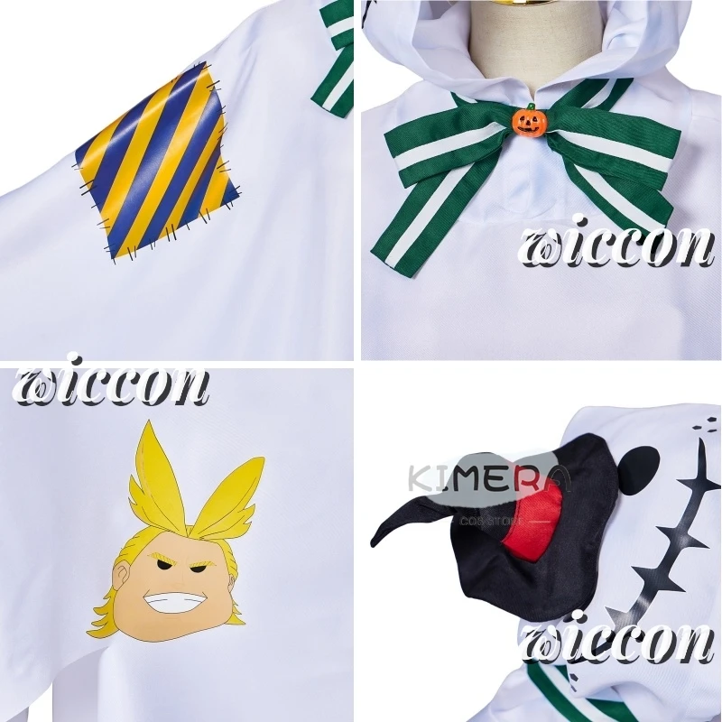 My Anime Hero Academia Midoriya Boku no Izuku Cosplay Costume  Halloween Ghost Hooded Cloak Shoes Wig Set