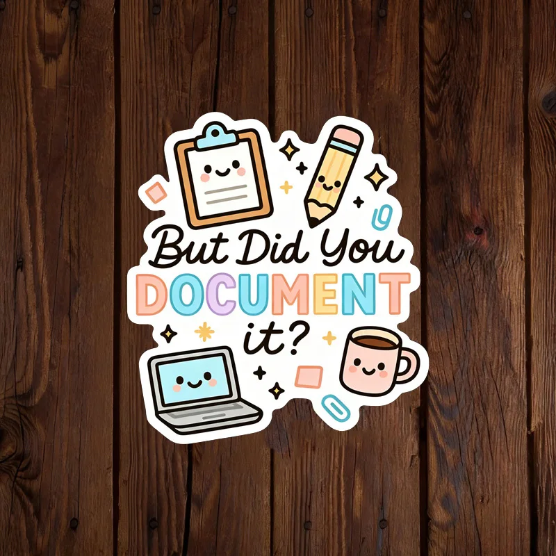 Pastel Funny Work Quote Sticker, Cute Cartoon Laptop Pencil Coffee Clipboard Art Decal, Humorous Office Coworker Decor Sticker