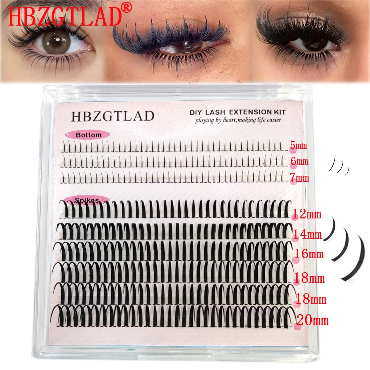 HBZGTLAD pestañas 80D/100D grupo de pestañas con volumen inferior y puntiagudo DIY anime grupo de pestañas extende pestañas