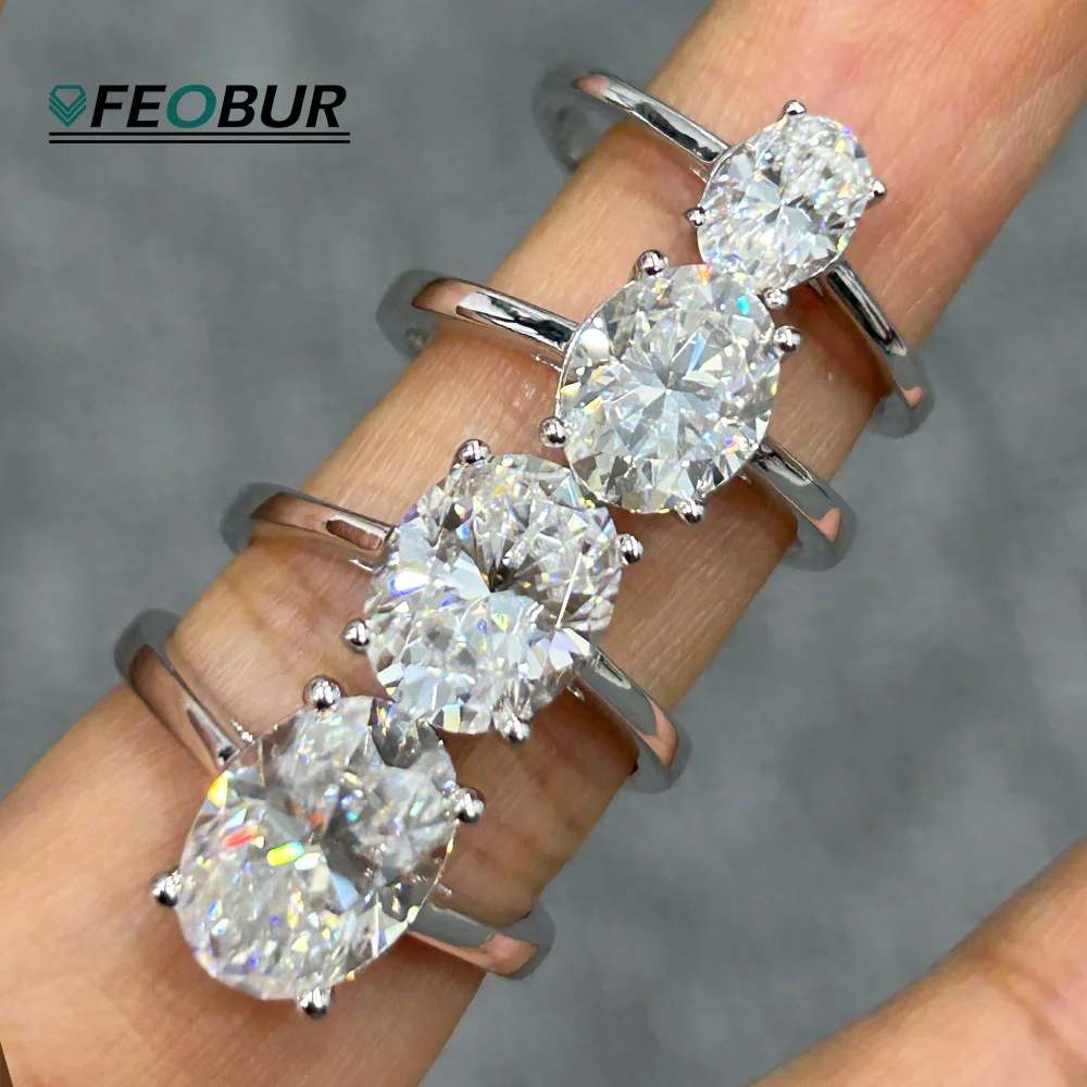 

Сертифицированное GRA 1-4CT овальное кольцо с муассанитом для женщин, стерлинговое серебро 925 пробы, 18 К, лабораторный бриллиант, обручальное кольцо, ювелирные изделия