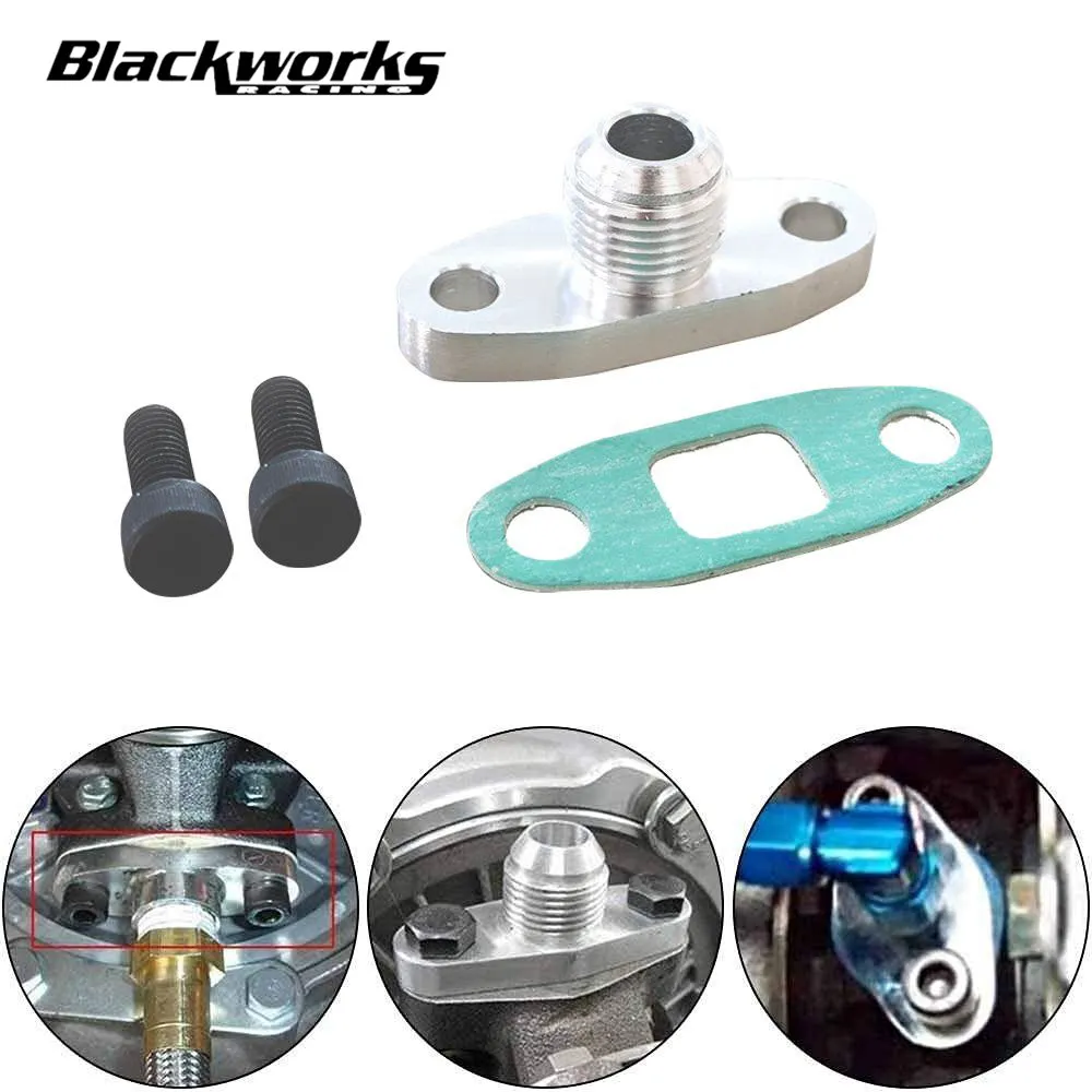 TURBO Oil Drain Outlet หน้าแปลนปะเก็นอะแดปเตอร์10AN garrett GT30 GT32 GT35ชุดคิทเทอร์โบชาร์จเจอร์