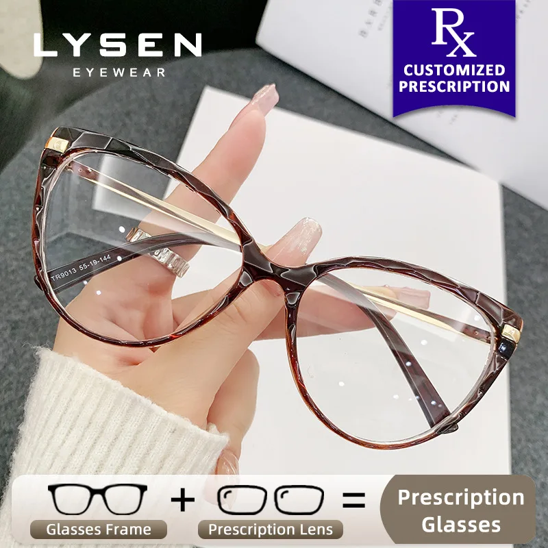 

LYSEN Trendy Cat Eye Photochromic Myopia Prescription Glasses Anti Blue Light Optical Eyewear Frame Progressive Reading Glasses