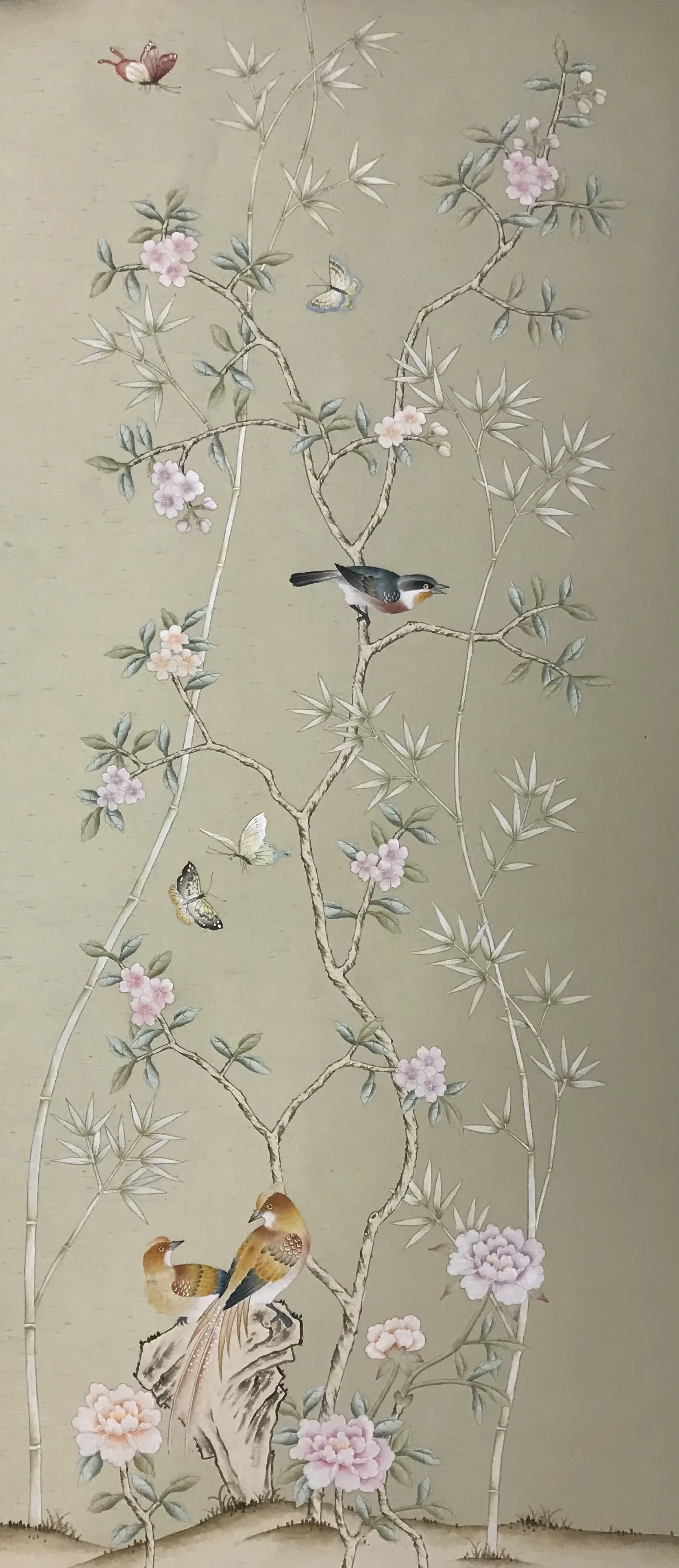 

Custom Luxury wallcovering Hand Painted flowers &Birds silk Wallpapers for TV/Bedroom/Living/Dinning/Porch/Sofa Room Wall Paper