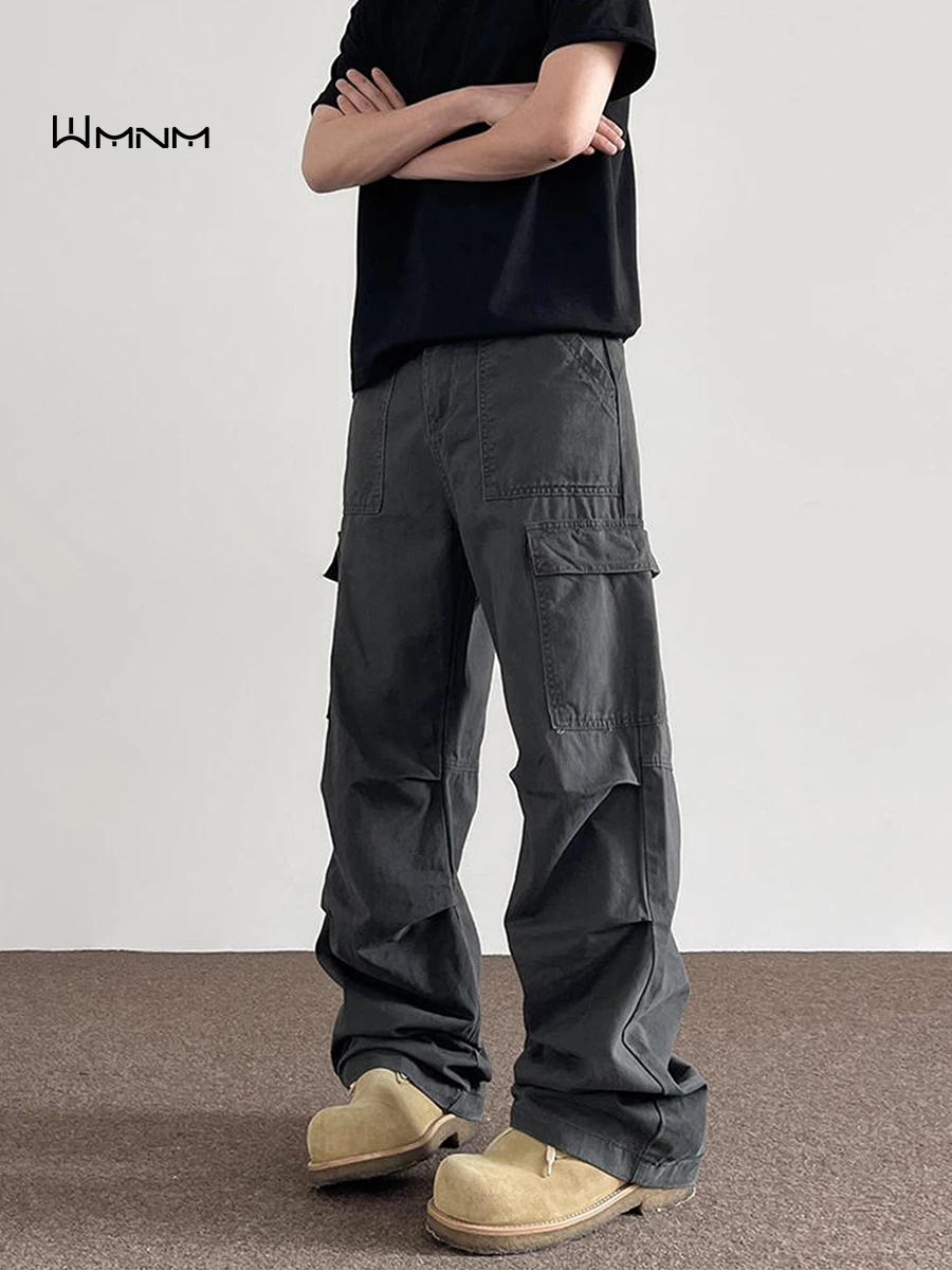 

Мужские рабочие брюки Wmnm в американском ретро-стиле, свободные, прямые, широкие штанины, осенние, модные, брендовые, из дышащего полиэфирного волокна