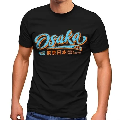 Herren T-Shirt japanische Schriftzeichen Japan Schriftzug Osaka Fashion