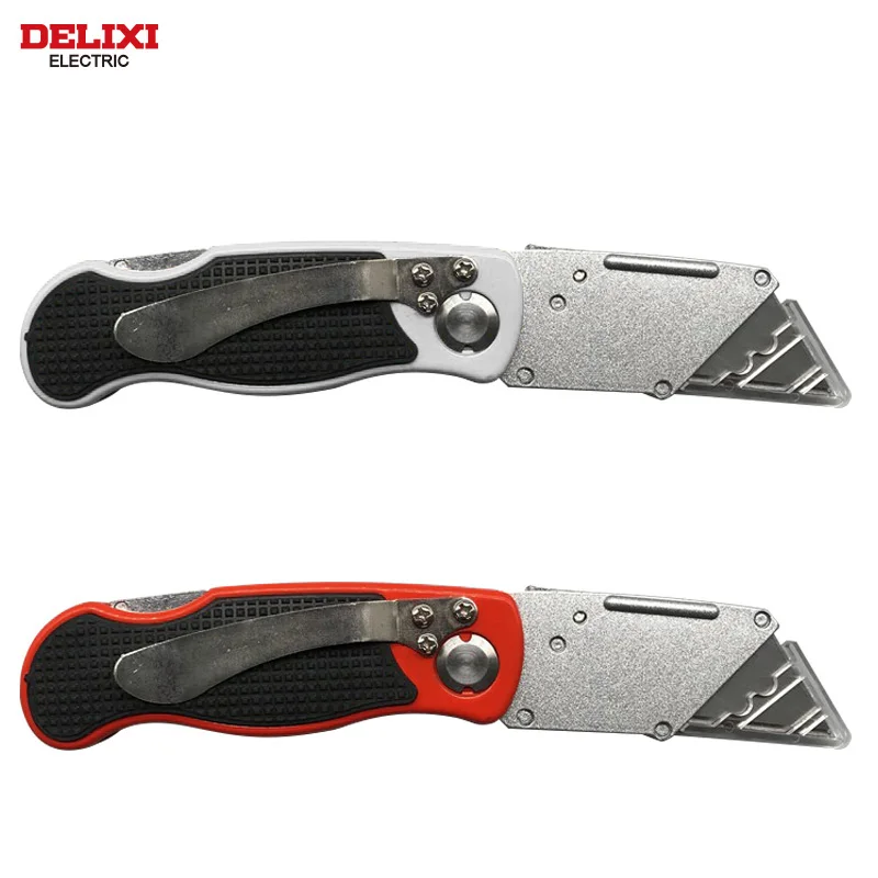 DELIXI ELECTRIC Fold Utility Knife,Sharp Cut Heavy Duty Steel Break,for Cut Paper, Fabric, Foam Board, Wood, Rubber, Plastic