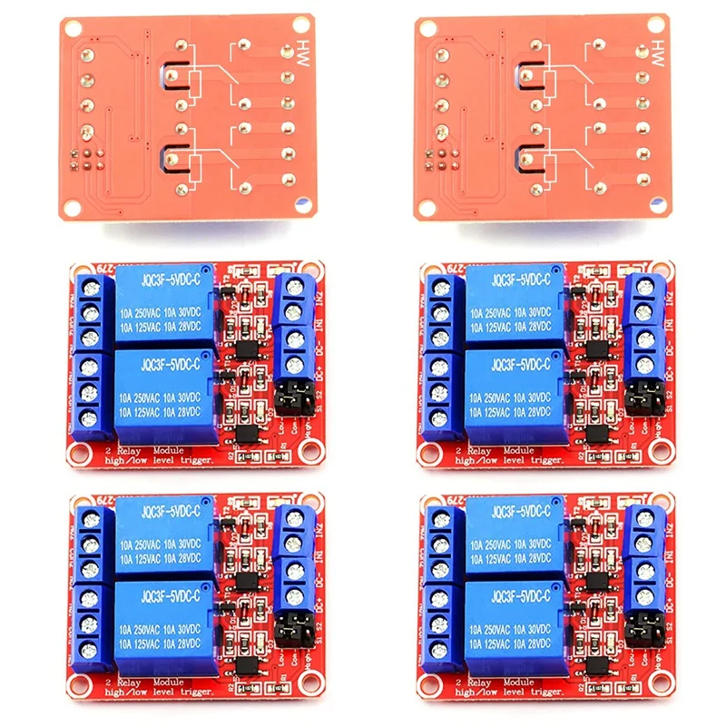 

6Pcs 5V 2 Channel Relay Module High And Low Level Trigger Relay Control With Optocoupler Two Way Relays