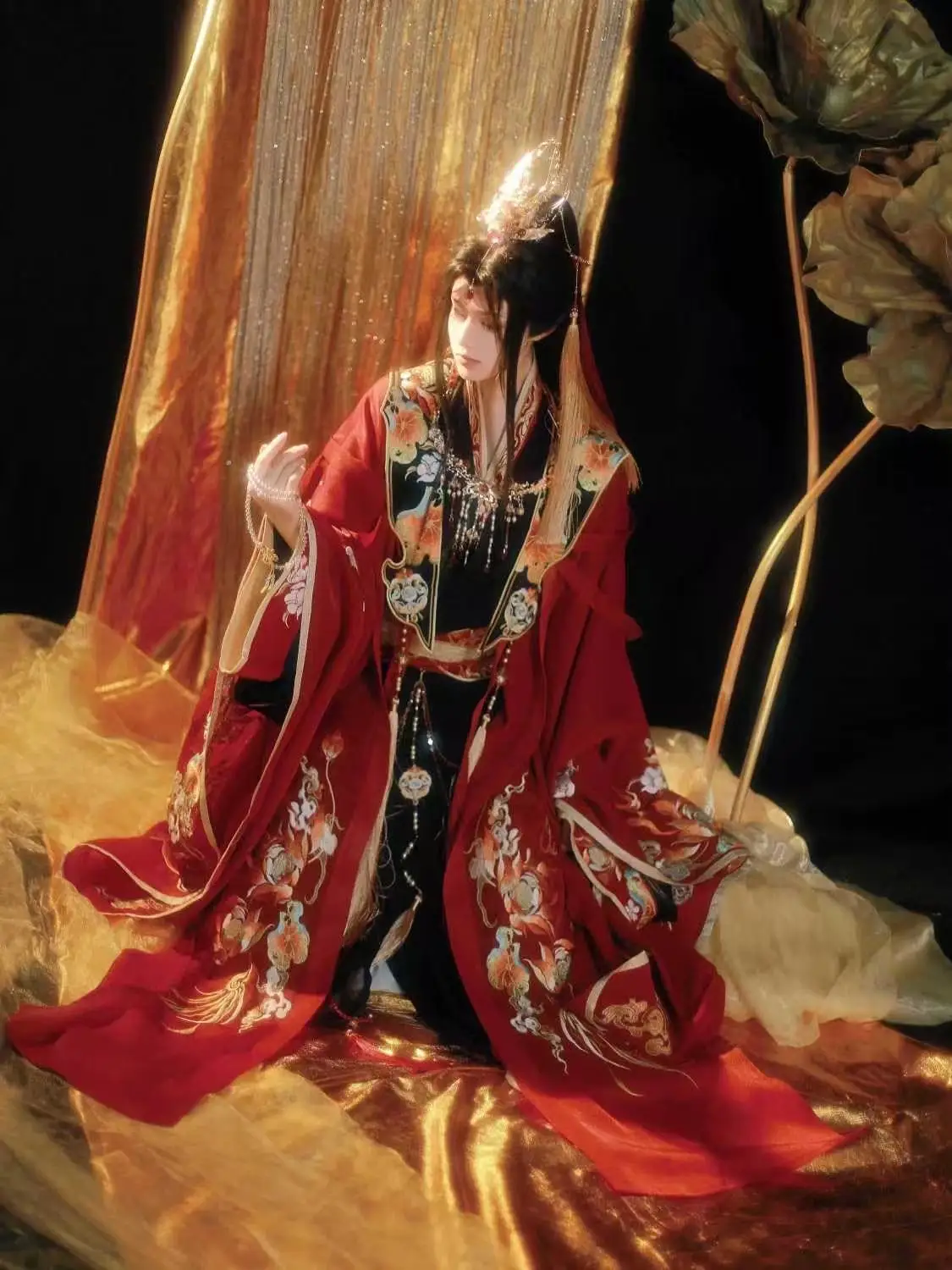 زي المبارز القتالي القديم التأثيري للرجال والنساء مطرزات الأزهار التقليدية Hanfu Boys Comics Halloween Event COS Suit