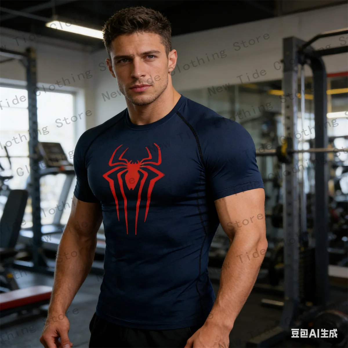 

Мужские компрессионные футболки с принтом паука, летние, с коротким рукавом, для тренировок, быстросохнущие, спортивные, 7