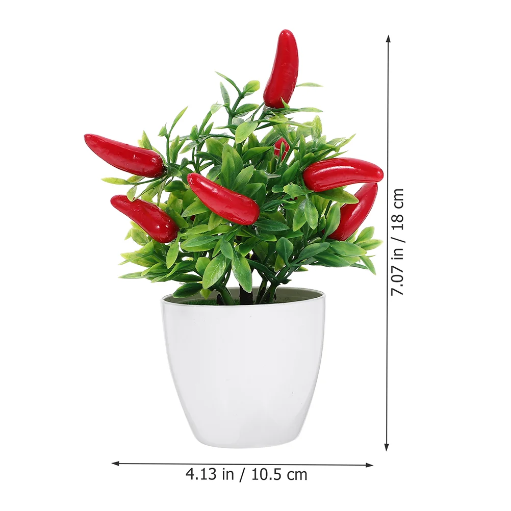 4 pcs Desktop Mini Potted Plant Mini Chili Bonsai Miniature Realistic Chili Bonsai Decoration mini artificial plants