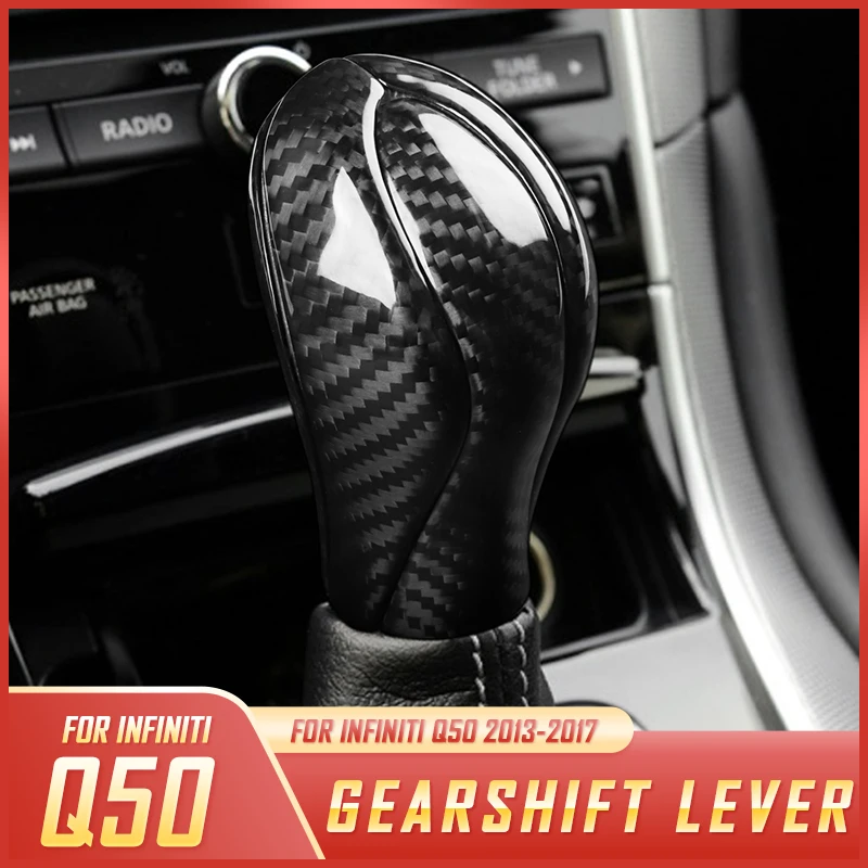 For Infiniti Q50 2013 2014 2015 2016 2017 2018 2019 2020 Carbon Fiber Shift Knob Set Car Interior Modifications Trim Accessories
