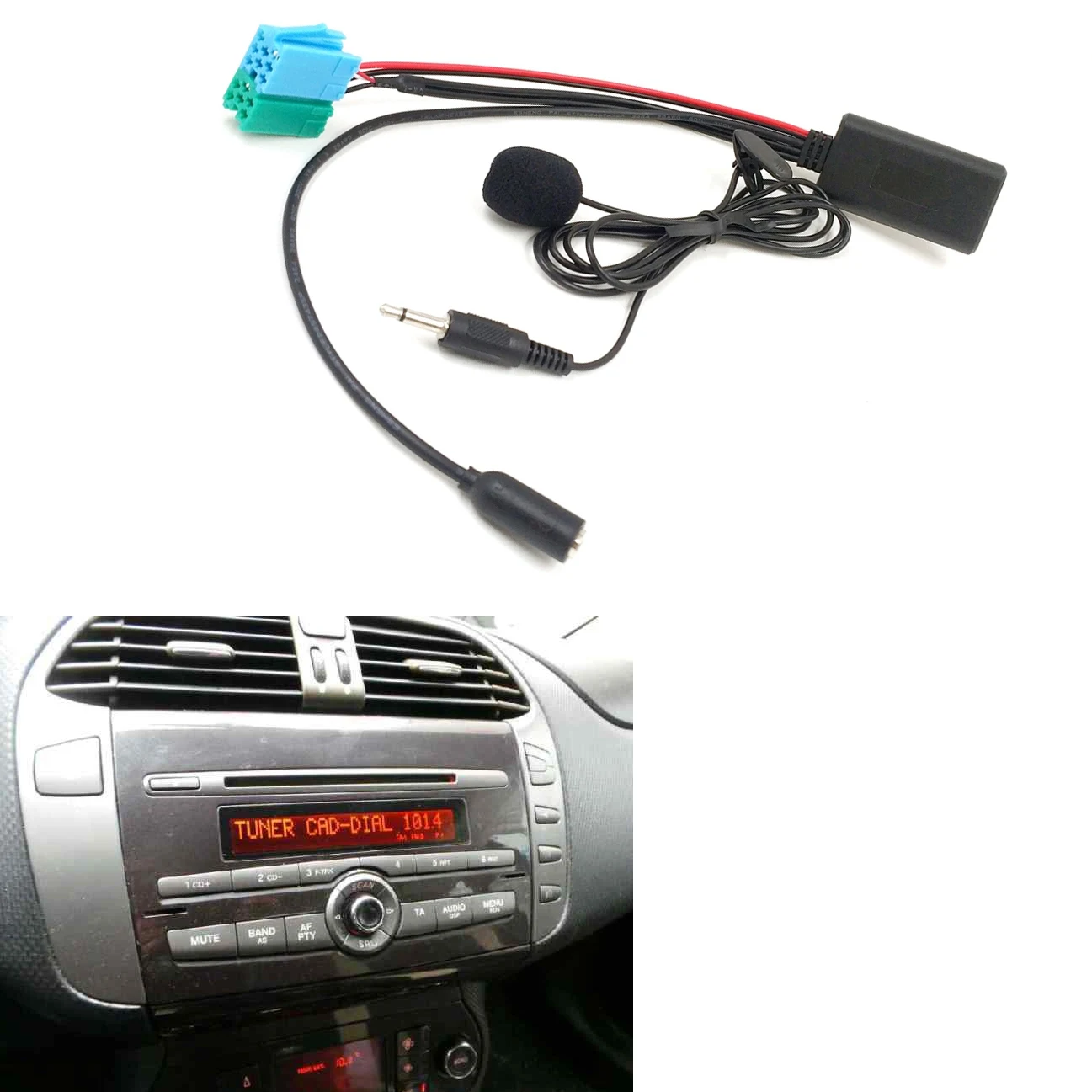 Car 6+8Pin Bluetooth Audio Aux Cable Microphone Handsfree Mobile Phone Free Calling Adapter For Fiat Bravo 2007+ Visteon-M53K - view 3