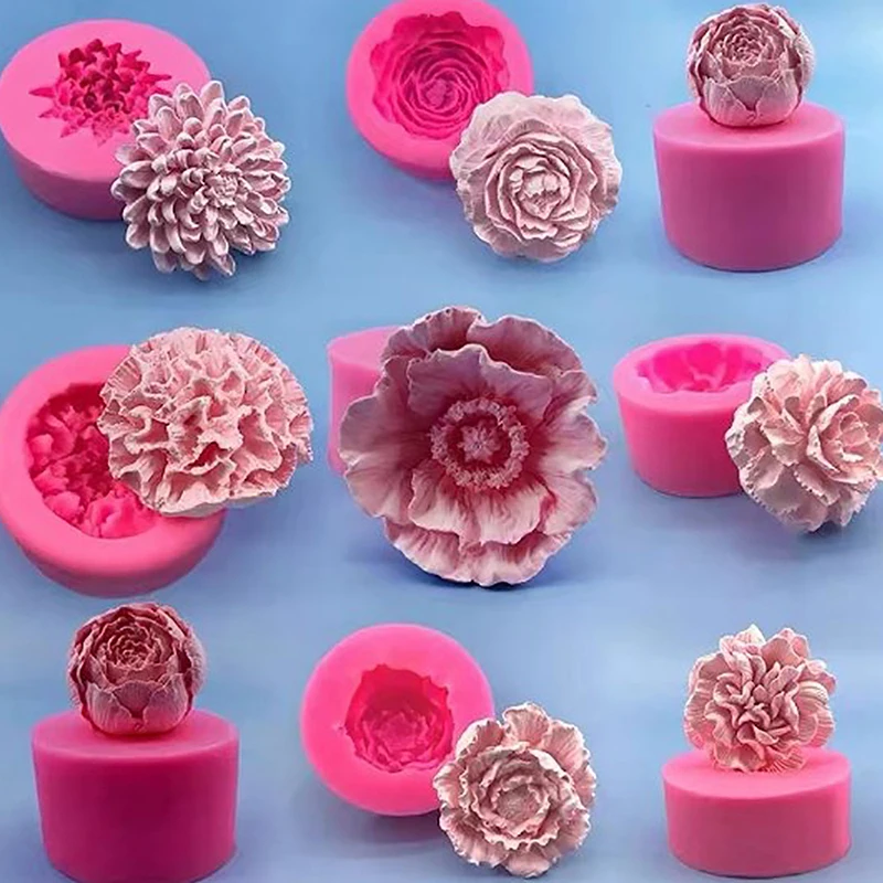 Silicone Cake Mold Chocolate Soap Making Tools Candle Mould Embossed Flower Bloom Aromatherapy Candy Handmade Wedding Decor