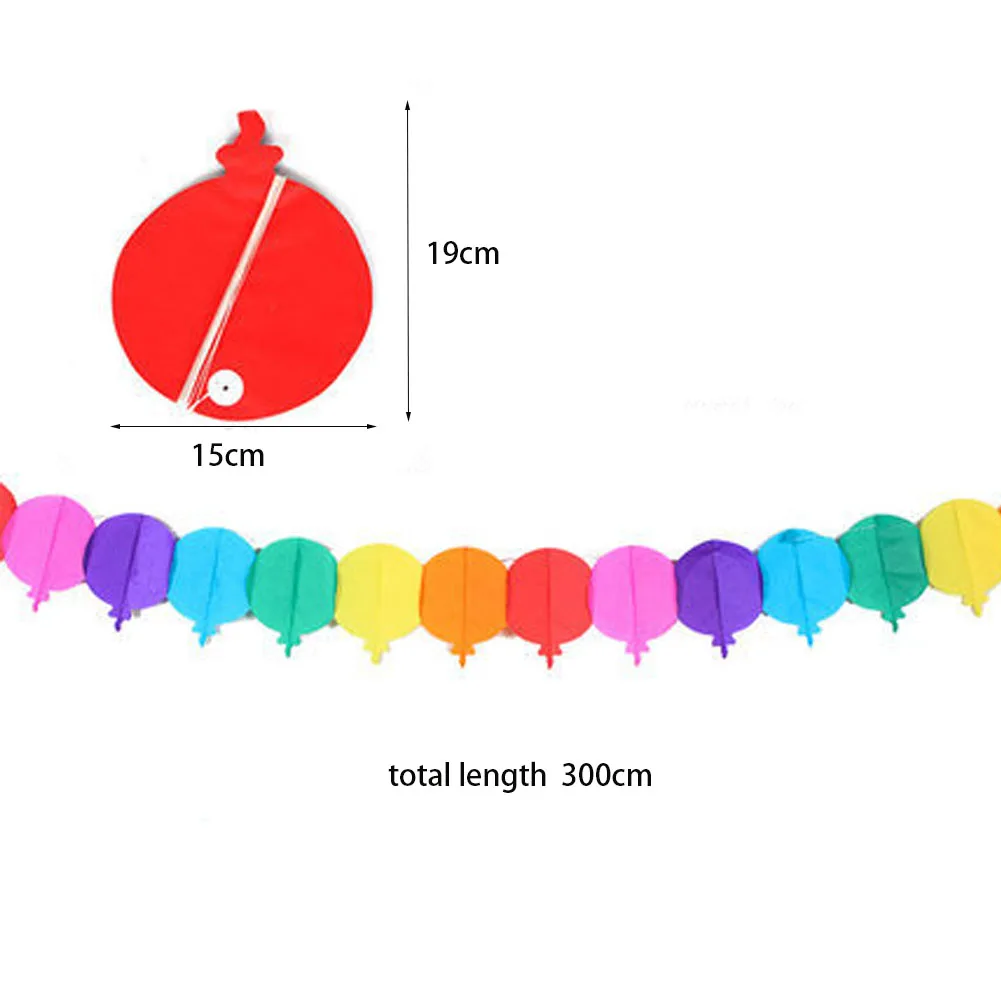 3m Paper Butterfly Heart Train Balloon Garland Flower Banner Pull Flag Happy Birthday Wedding Party Favor Baby Shower Curtain