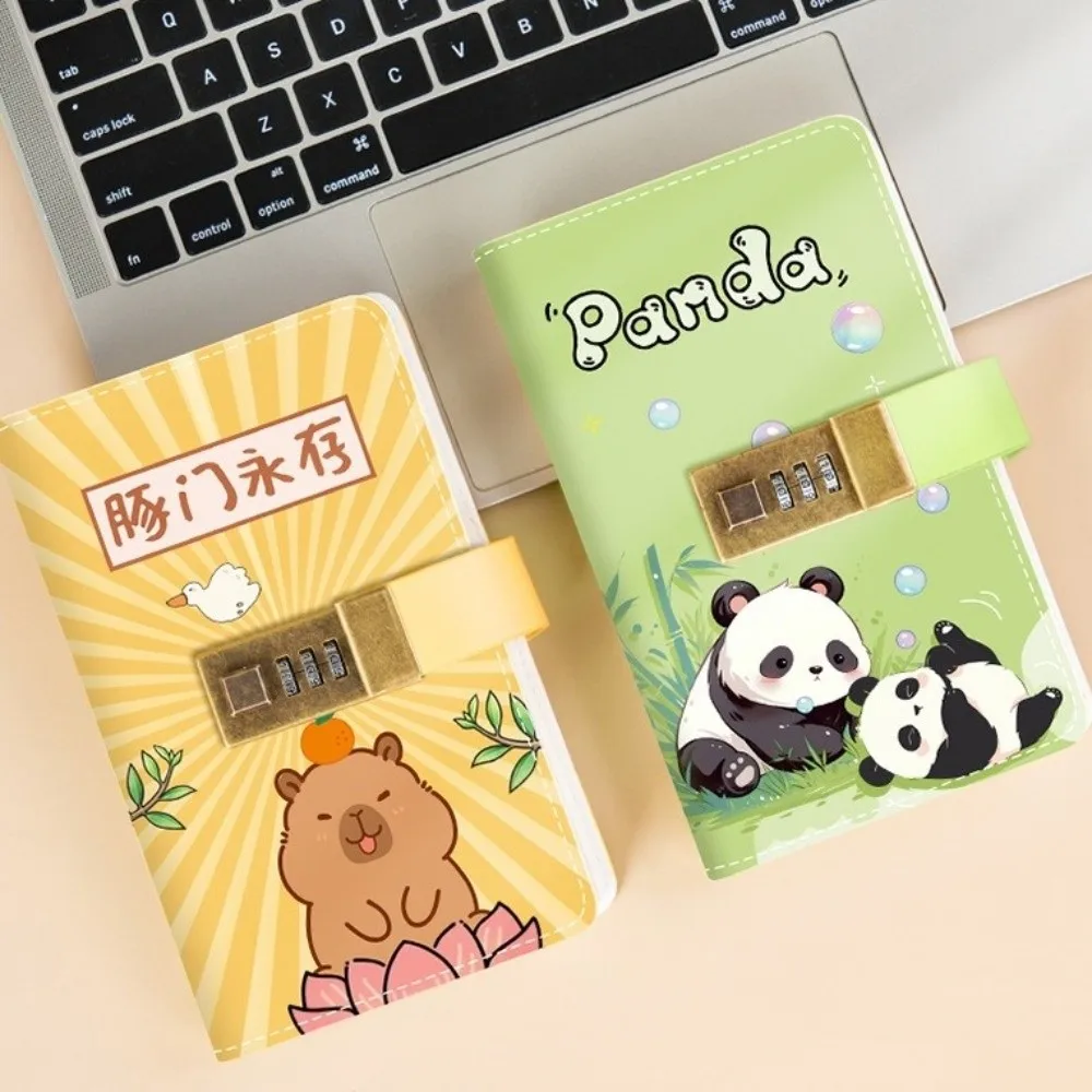 Capybara Panda 100 Envelopes Challenge Waterproof Password Lock Savings Binder Large Capacity Mini Binder Money Collection Book