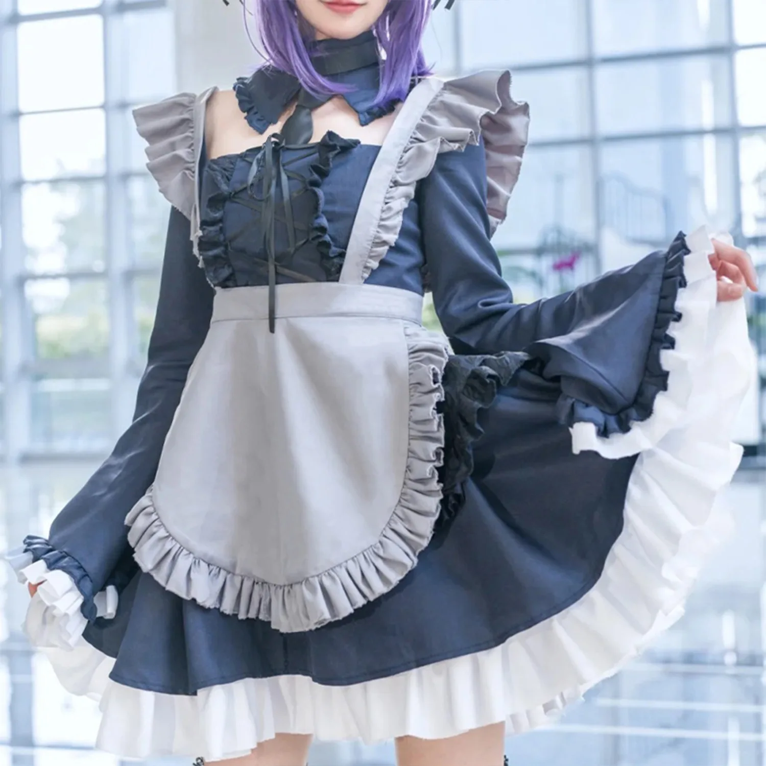 Anime meus vestidos querido Marin Kitagawa Traje Cosplay, Vestido de quimono japonês, Uniforme de empregada Lolita gótico preto, Terno de Halloween