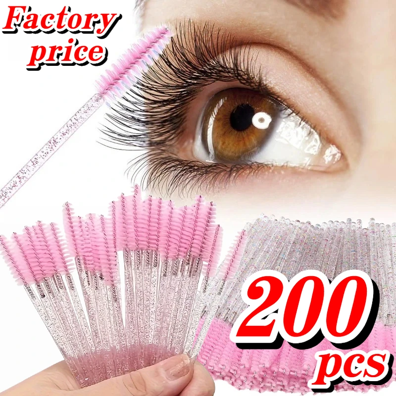 

200pcs mascara brush makeup brush, used to lengthen eyelashes and eyebrow brush, one-time grafting portable eyelash mascara smea