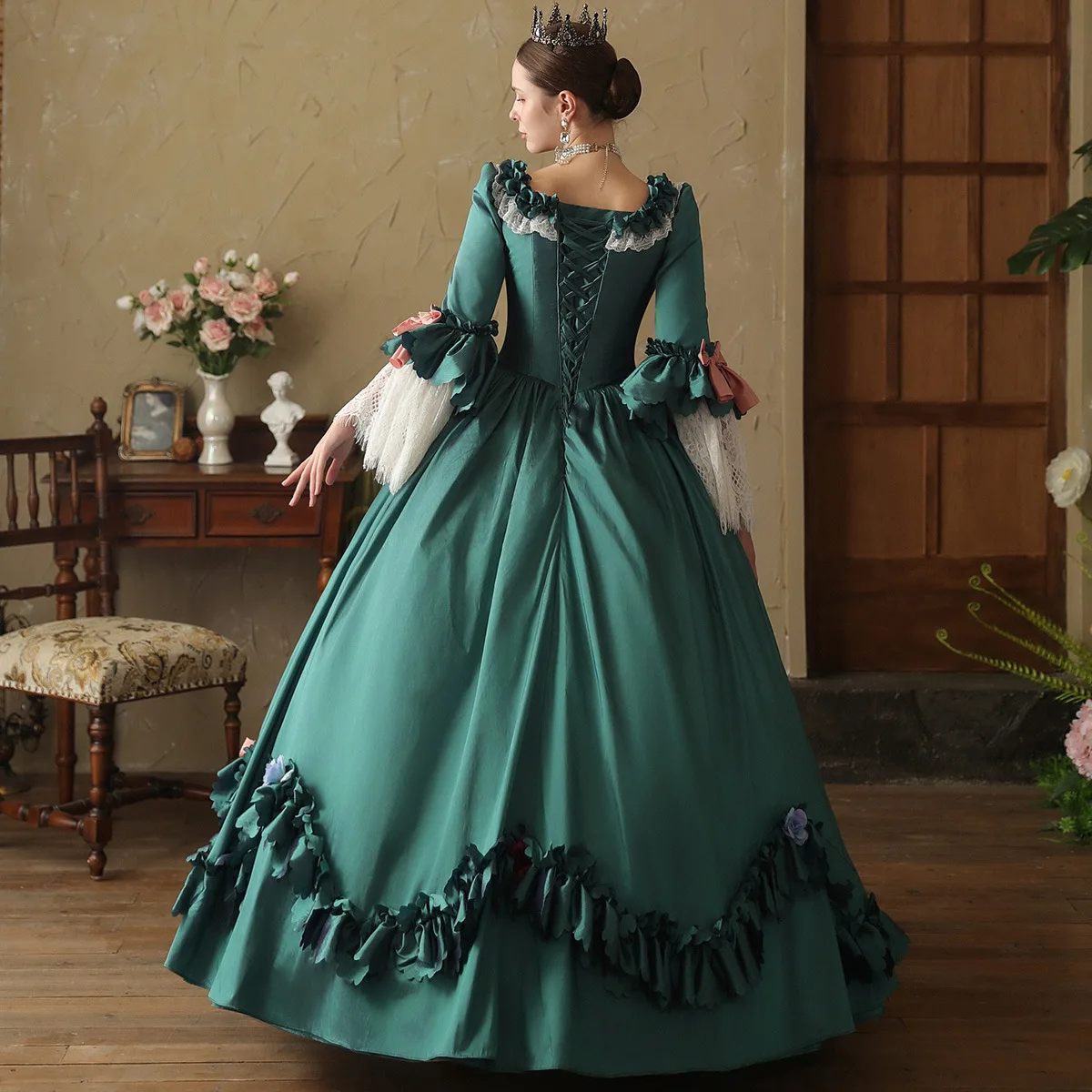유럽 ​​법원 드레스 공연 드레스 유럽 중세 귀족 Vestidos Festas E Eventos Vestido Cerimônia Mulher Elegante