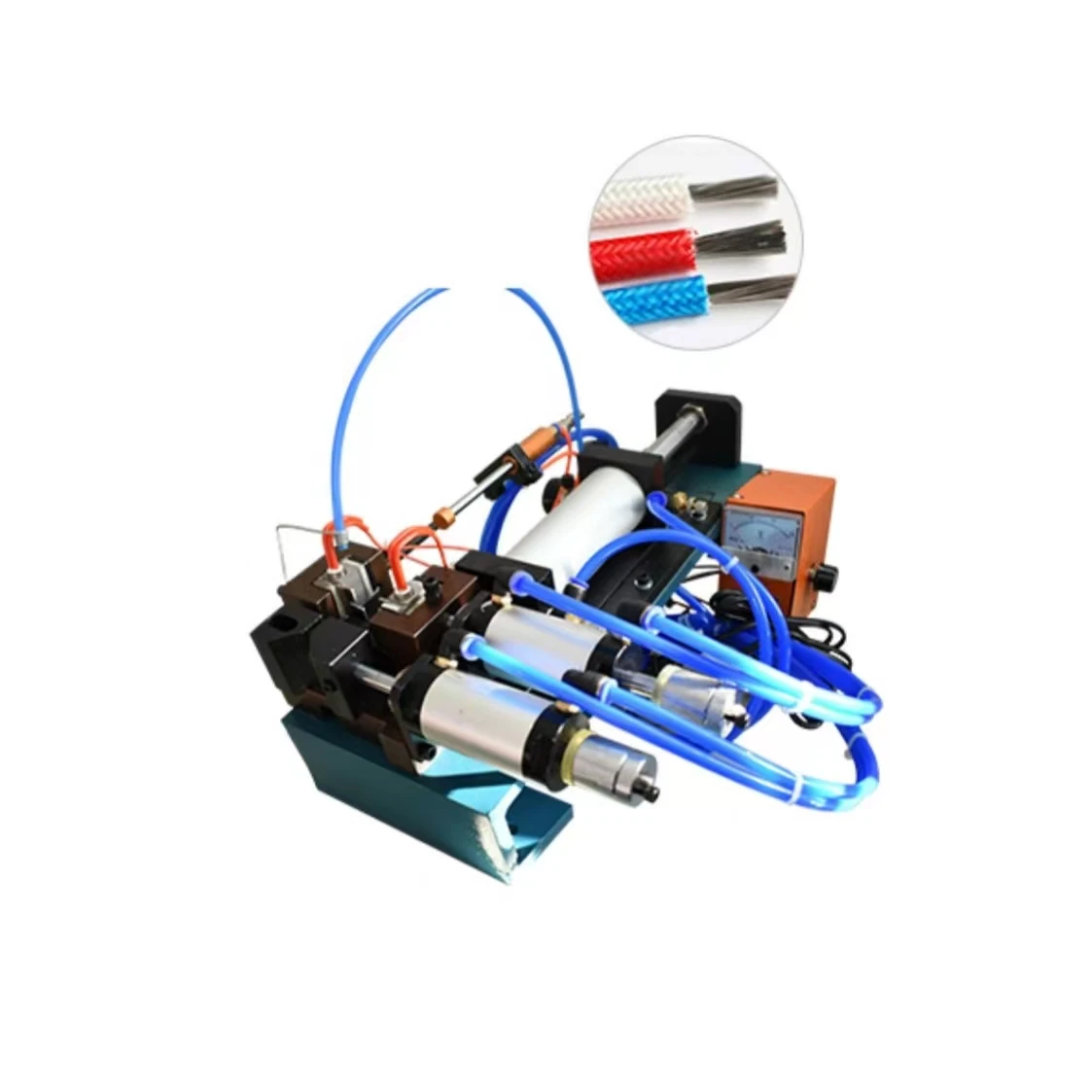 

305 Braided Wire Hot Stripping Machine Dual acting cylinder with unique sliding seat pneumatic and electrical control