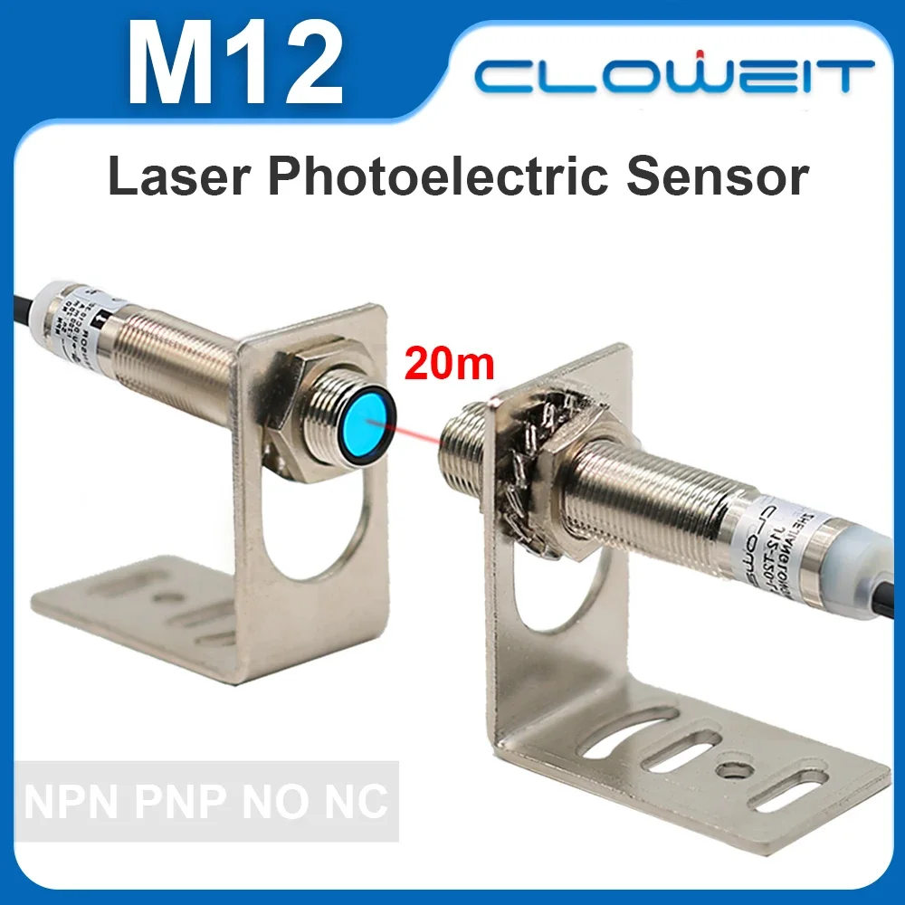 Cloweit  M12 20m Safety Working Detection Laser Sensor Through Beam Photoelectric Proximity Switch J12-T