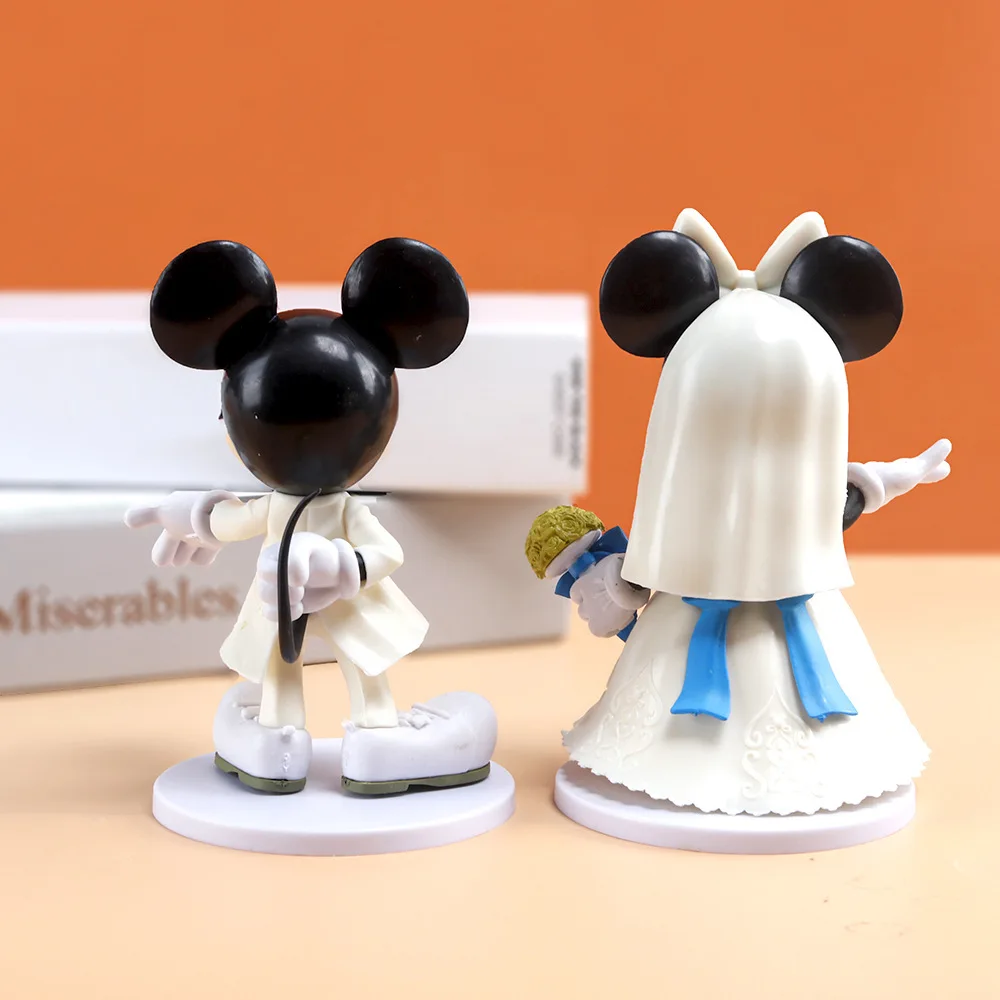 2Pcs/set Disney Cartoon Action Figures GK Toys Mickey Mouse Minne Model Room Decor Romantic Wedding Doll Valentine's Day Gift