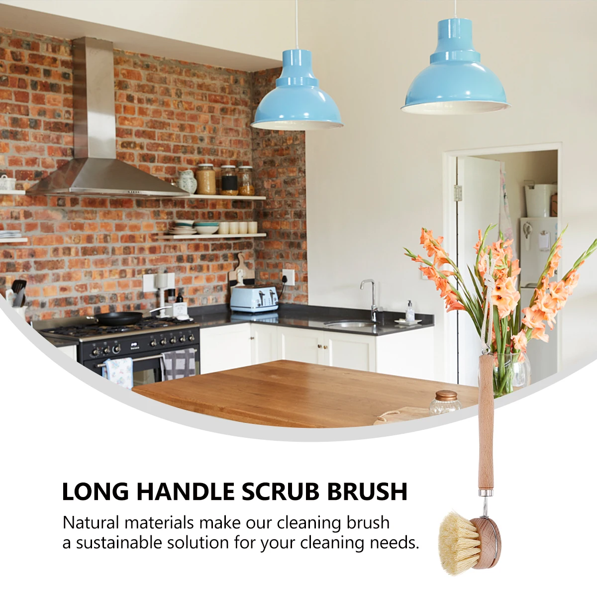 

Long Handle Sisal Pot Brush Wood Kitchen Cleaning Tool Eco-Friendly Biodegradable Cookware Scrub Brush Hanging Hook Natural
