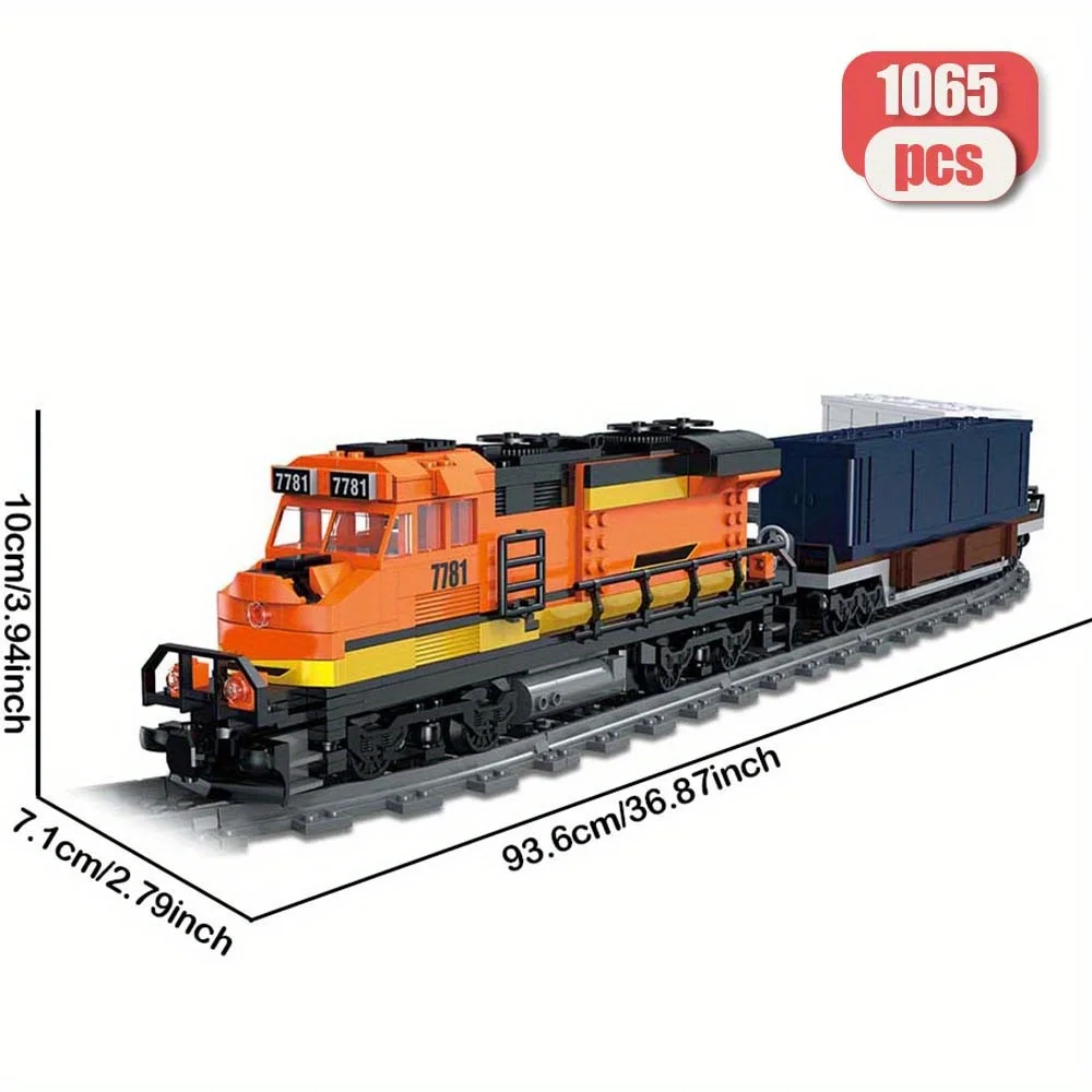 Technic Vintage spoorwegtrein 1065-delige treinbouwpakket, Moc modulaire bouwstenen Station Express Treinliefhebbers Cadeau
