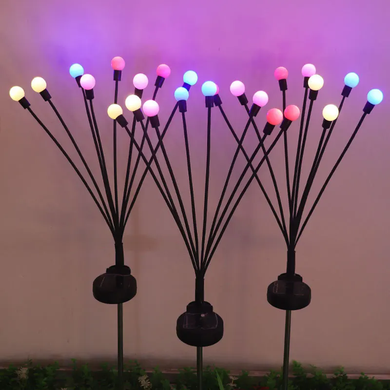 

8LED Solar Powered Garden Lights 2 Modes Firefly Lights Outdoor Waterproof Vibrant Swaying Lights for Patio Pathway Decoration