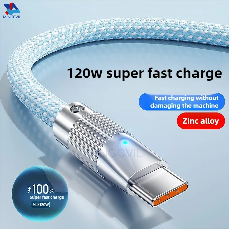 

MINGCVIL Type C Cable 120W Super Charging 6A For Samsung S24 S23 USB-C For Redmi phone For Xiaomi Quick Fast Charger