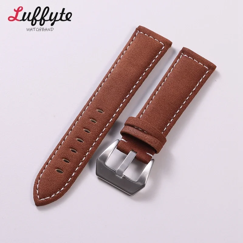 Ремешок Матовый для наручных часов, винтажный Универсальный кожаный браслет для мужчин и женщин, 18 мм 20 мм 22 мм 24 мм, аксессуары для часов