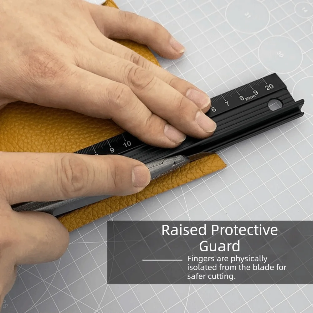 High Precision Aluminium Alloy Ruler Cut-Resistant Ink Penetration Protection Straight Ruler Measuring Protective Non-Slip Grip