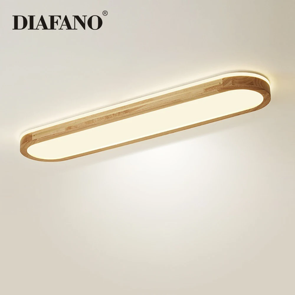 2022 New Remote Control Wood Led Ceiling Lamp Wooden Decorative Solid Wood Lamps Acrylic Panels For Living Room Bedroom Corridor