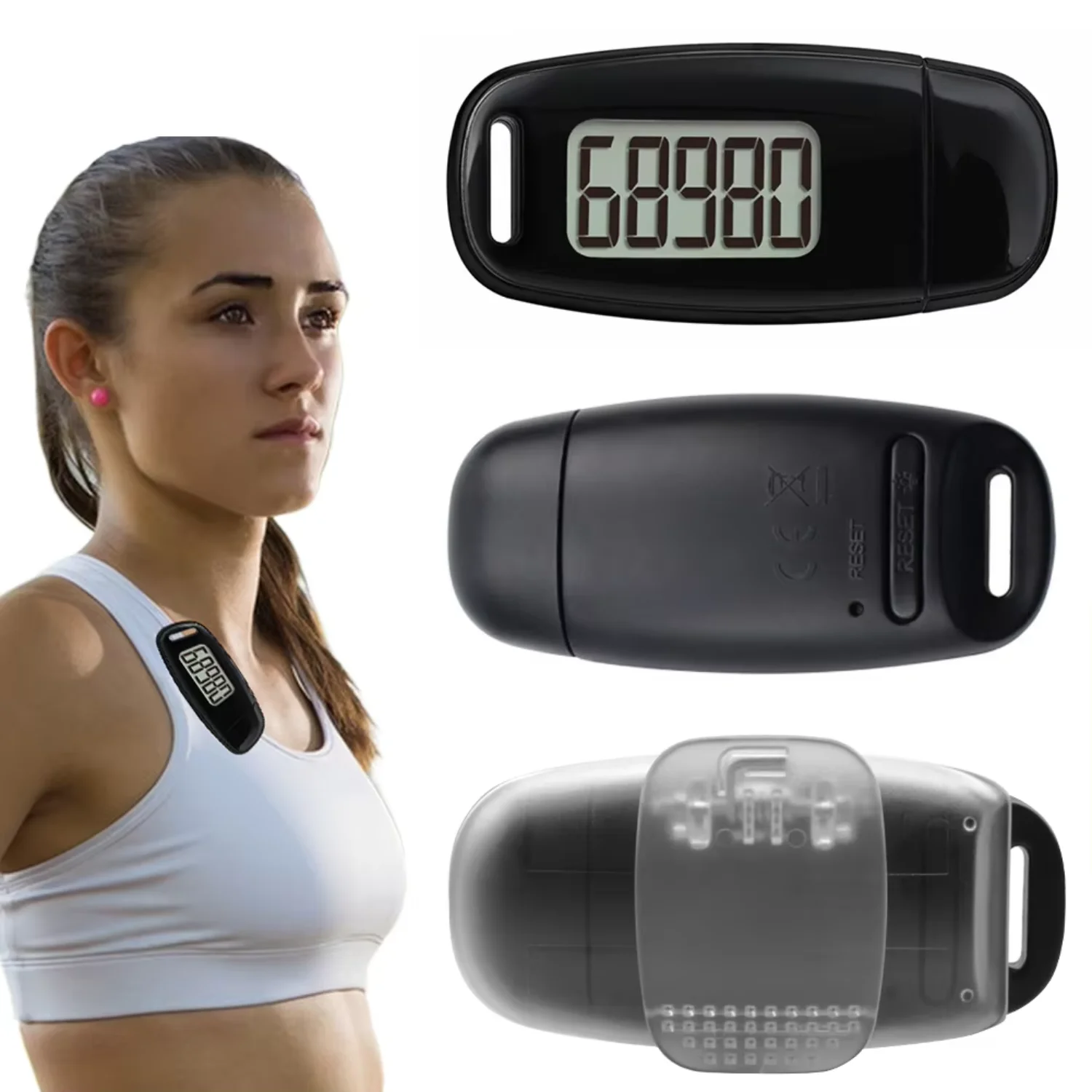 3D Pedometer Portable Digital Pedometer USB Rechargeable Electronic Pedometer with Clip and Strap Backlight  Outdoor Sports