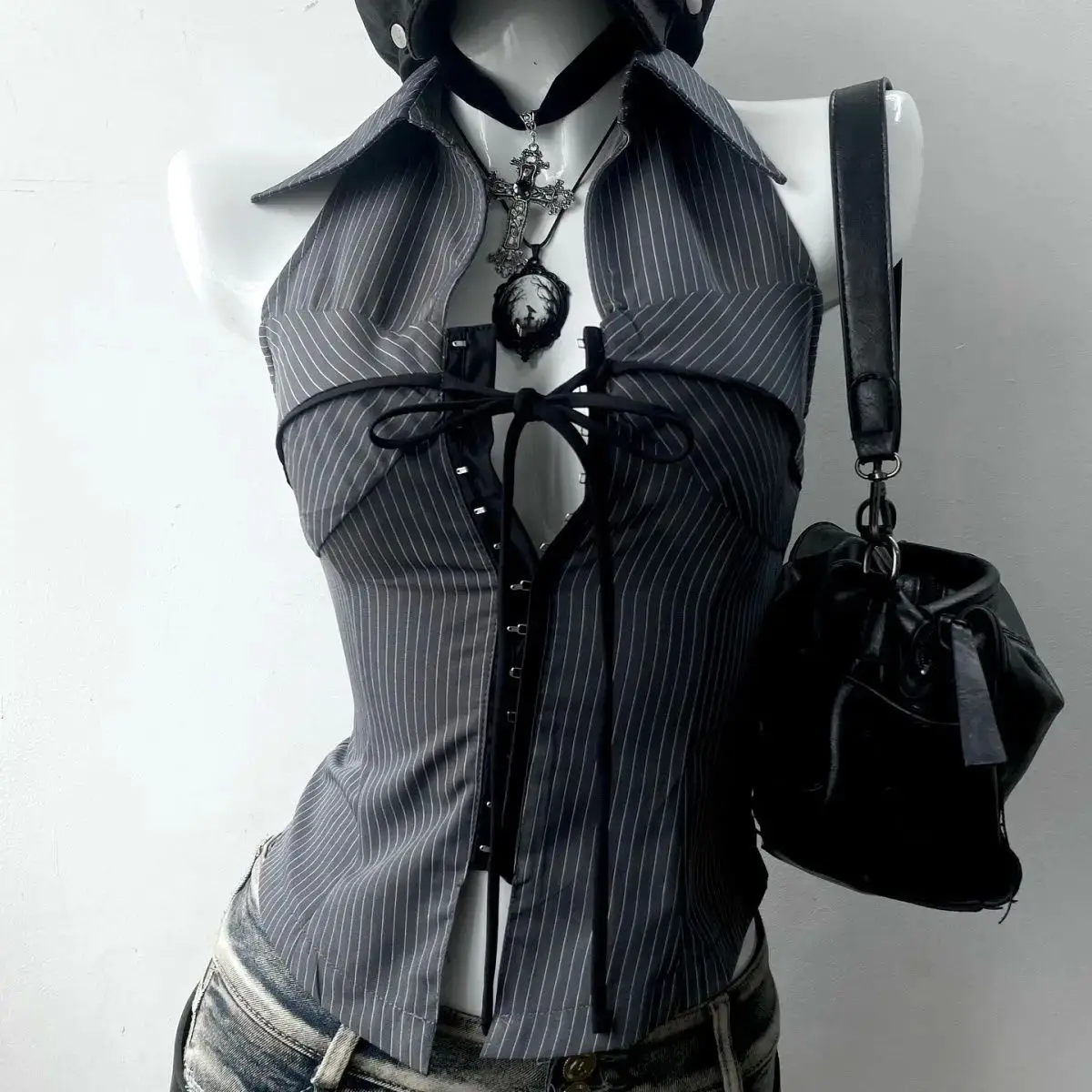 Vintage 90s fino ajuste sexy goth y2k tirt setwear clássico estético streetwear casual confortável algodão topo para mulher