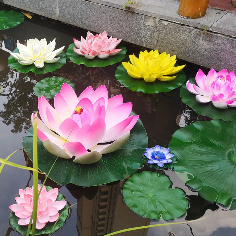 

4 Pcs Artificial Floating Decoration Non Fading Plastic Pond Pool Fountain Ornaments Garden Home Wedding Party Accessories